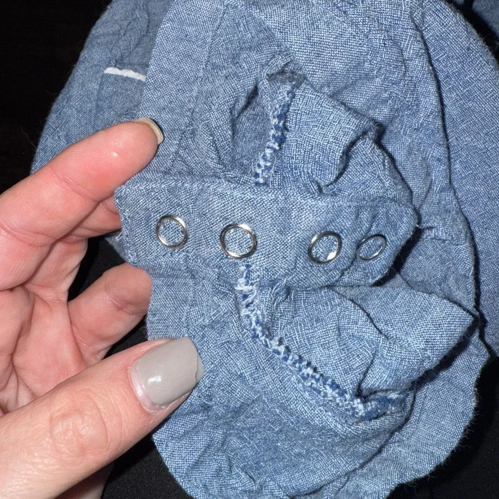 Tommy‎ Bahama Kids Blue Chambray Lace Trim Romper Girls Size 4T